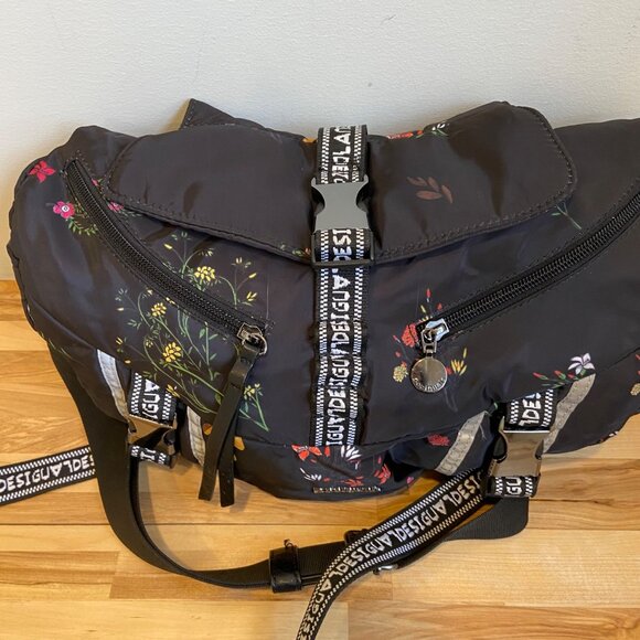 Desigual Floral Print Crossbody Bag With Multiple Zipper Compartments&Adjustable - Picture 13 of 16